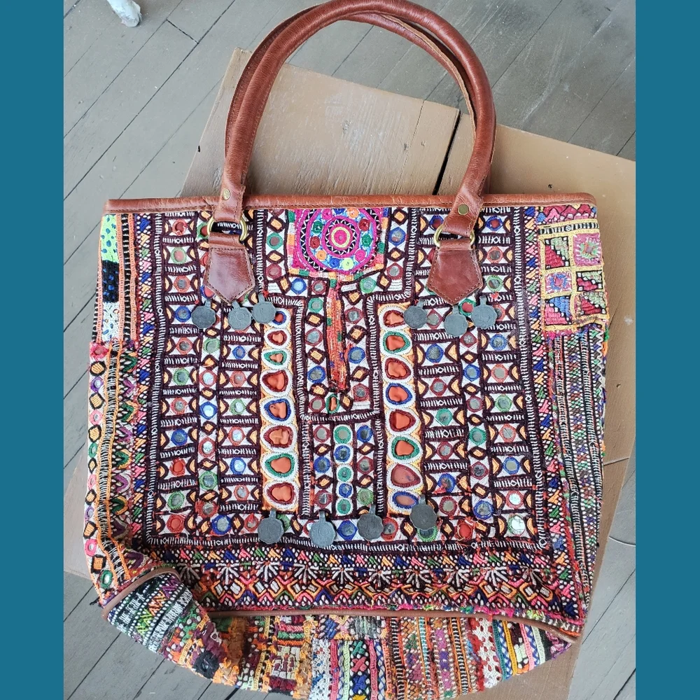 Artisan Banjara zari Boho Embroidered bag Handmade Patchwork Repurposed